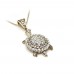 Beyaz Taşlı Kaplumbağa Pirinç Kolye