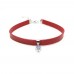 Kırmızı Deri Zirkon Uçlu Tasma Choker Kolye