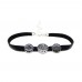 Siyah İnce Süet Üzeri Üçlü Parlak Tasarım Choker Tasma Kolye