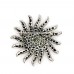 Kristal Taşlı Gümüş Kaplama Güneş Pirinç Broş
