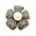 İncili Antrasit Çiçek Pirinç Broş