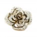 Kristal Kabarık Çiçek Pirinç Broş