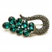 Lale Figürlü Zümrüt Pirinç Broş