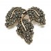 Üç Yaprak Antrasit Pirinç Broş
