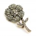 Yapraklı Çiçek Pirinç Broş