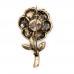 Yapraklı Çiçek Pirinç Broş