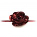 Bordo Saten Gül Choker Kolye - Çiçek Choker Kadife Tasma Kolye