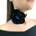 Zümrüt Saten Gül Choker Kolye - Çiçek Choker Süet Tasma Kolye