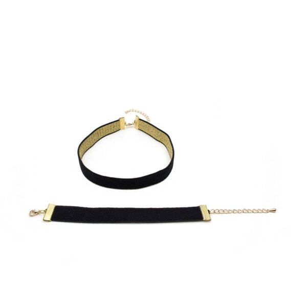 Çift Yönlü Tasma Choker Kolye ve Bileklik Set