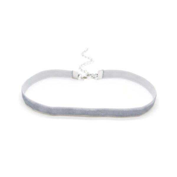Gri Kadife Tasma Choker Kolye