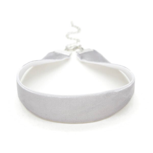 Kalın Gri Kadife Tasma Choker Kolye