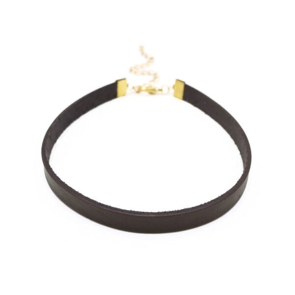 Kahverengi Deri Tasma Choker Kolye
