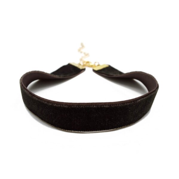 Kalın Kahverengi Kadife Tasma Choker Kolye