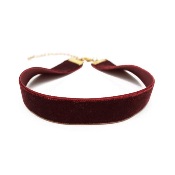 Kalın Bordo Kadife Tasma Choker Kolye