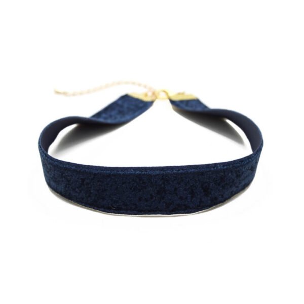 Kalın Lacivert Kadife Tasma Choker Kolye