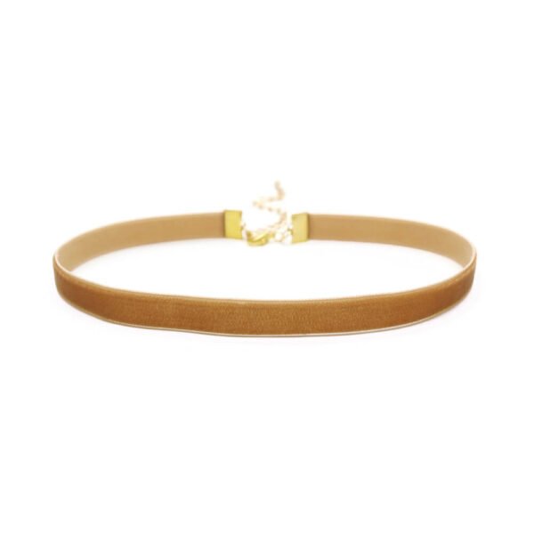 Karamel Renkli Kadife Tasma Choker Kolye