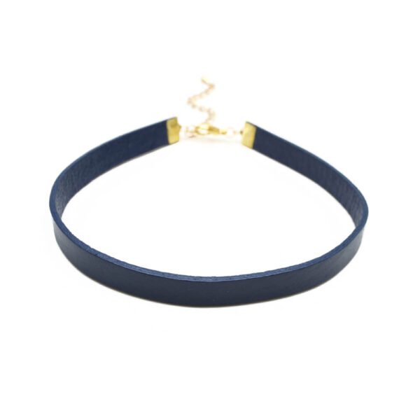 Lacivert Deri Tasma Choker Kolye