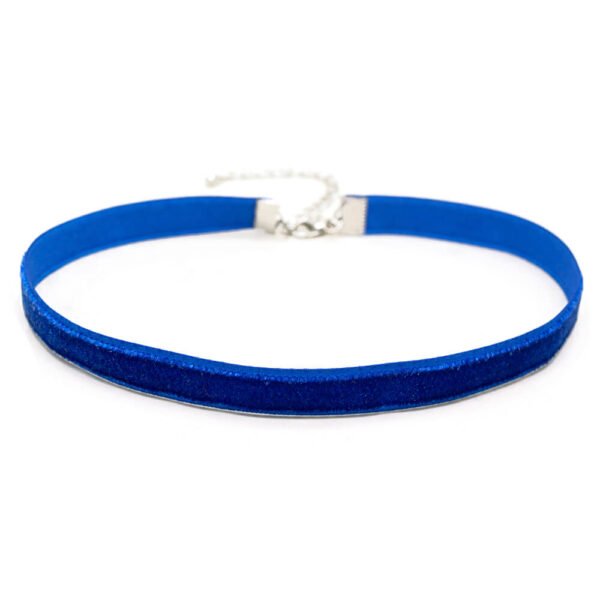 Mavi Kadife Tasma Choker Kolye