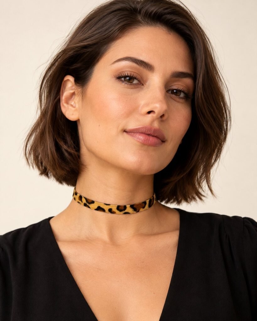 Desenli Choker choker takan model