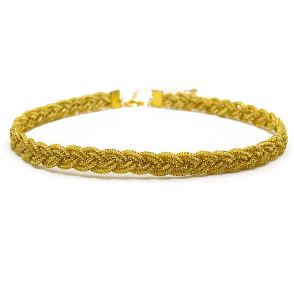 Parlak Örgü Desen Tasma Choker Kolye