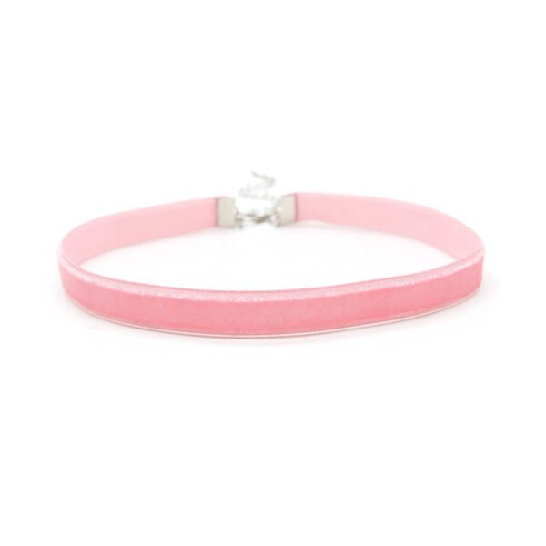 Pembe Renkli Kadife Tasma Choker Kolye