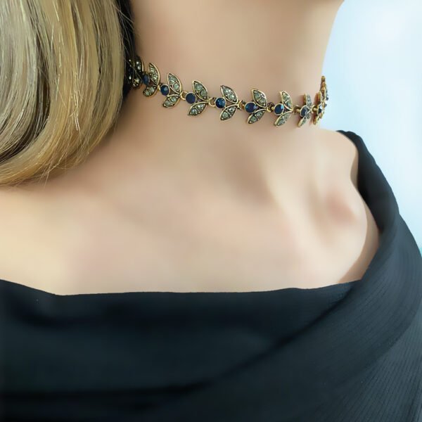 Montana ve Antrasit Pirinç Choker Kolye