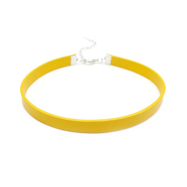 Sarı Deri Tasma Choker Kolye