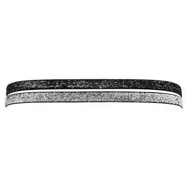 Siyah ve Gri İkili Parlak Tasma Choker Kolye