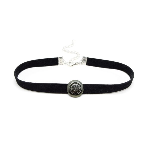 Siyah İnce Süet Üzeri Tekli Mat Tasarım Choker Tasma Kolye