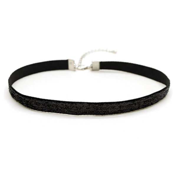 Siyah Parlak Tasma Choker Kolye