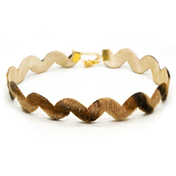 Zigzag Leopar Desen Choker Tasma Kolye